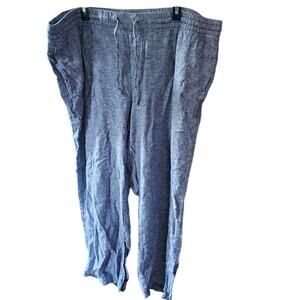Old Navy 3X Blue Linen Drawstring Pant